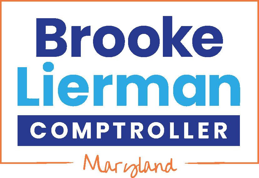 Brooke Lierman's Logo with text "Brooke Lierman Comptroller Maryland"