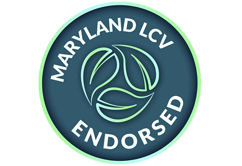 Maryland League of Conservation Voters Endorsement Logo with 3 triskelion leaves at center