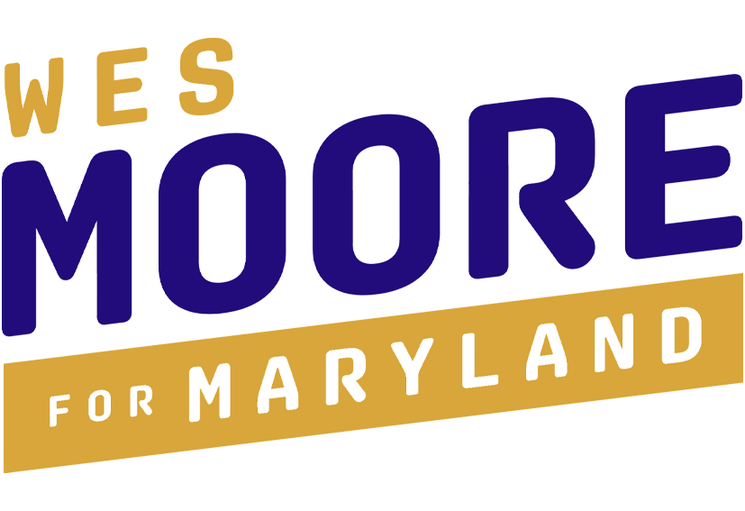 Wes Moore's Logotype with text "WES MOORE FOR MARYLAND